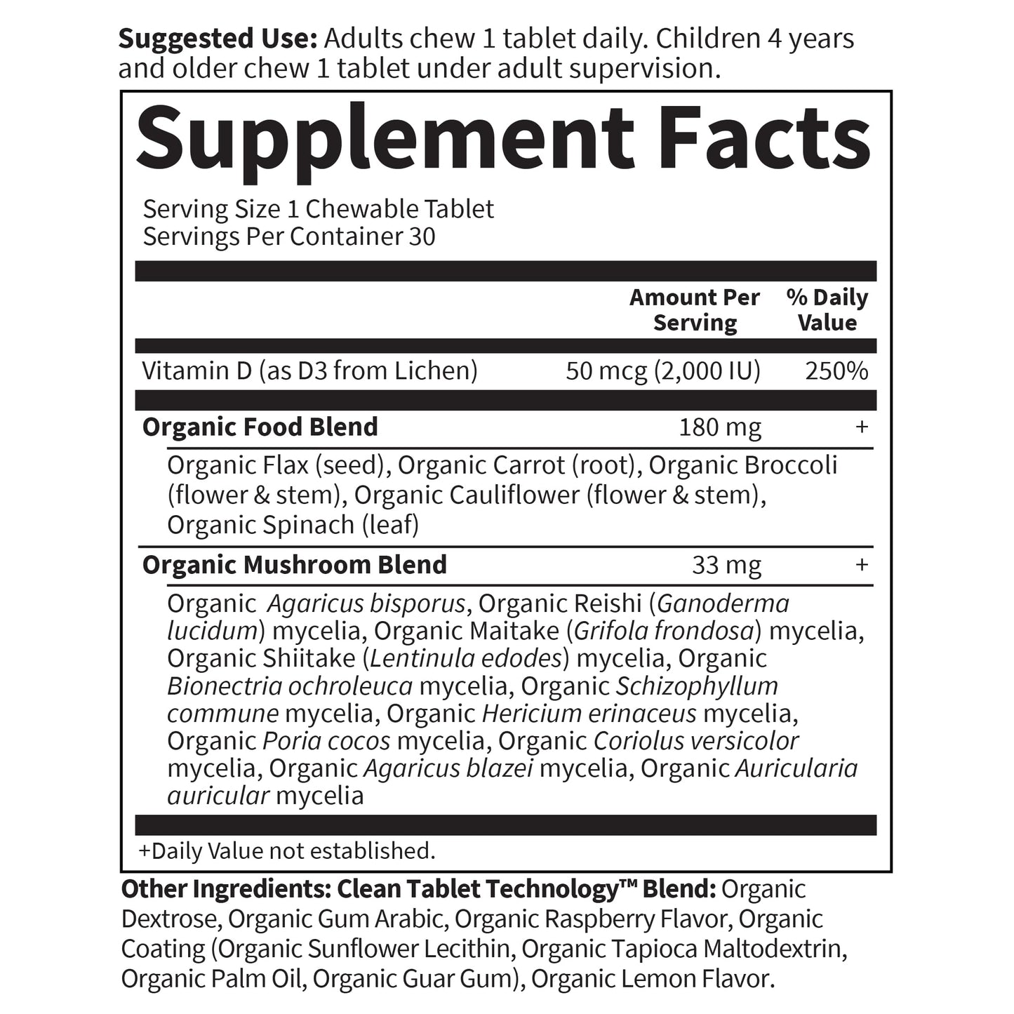 Garden of Life Organics Vegan Vitamin D3 Chewable - Raspberry Lemon, 2,000 IU (50mcg) Whole Food Vitamin D3 from Lichen - Maple Wellness Supplements