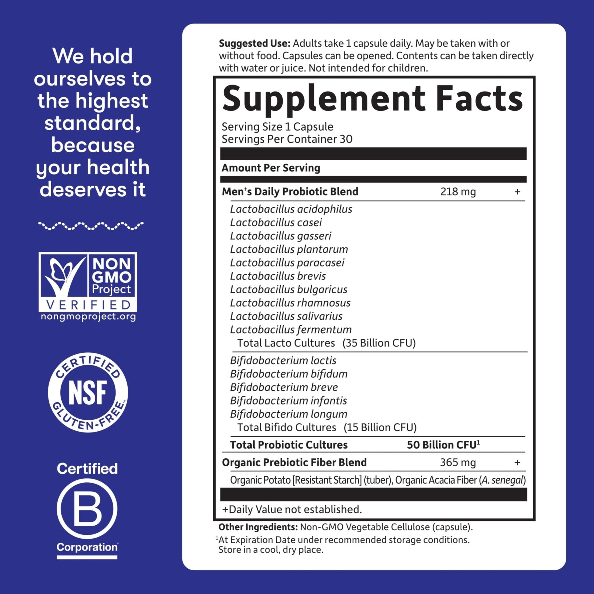 Garden of Life Probiotics for Men, Dr Formulated 50 Billion CFU 15 Probiotics for Digestive Health + Organic Prebiotic Fiber, Colon & Immune Support - Maple Wellness Supplements