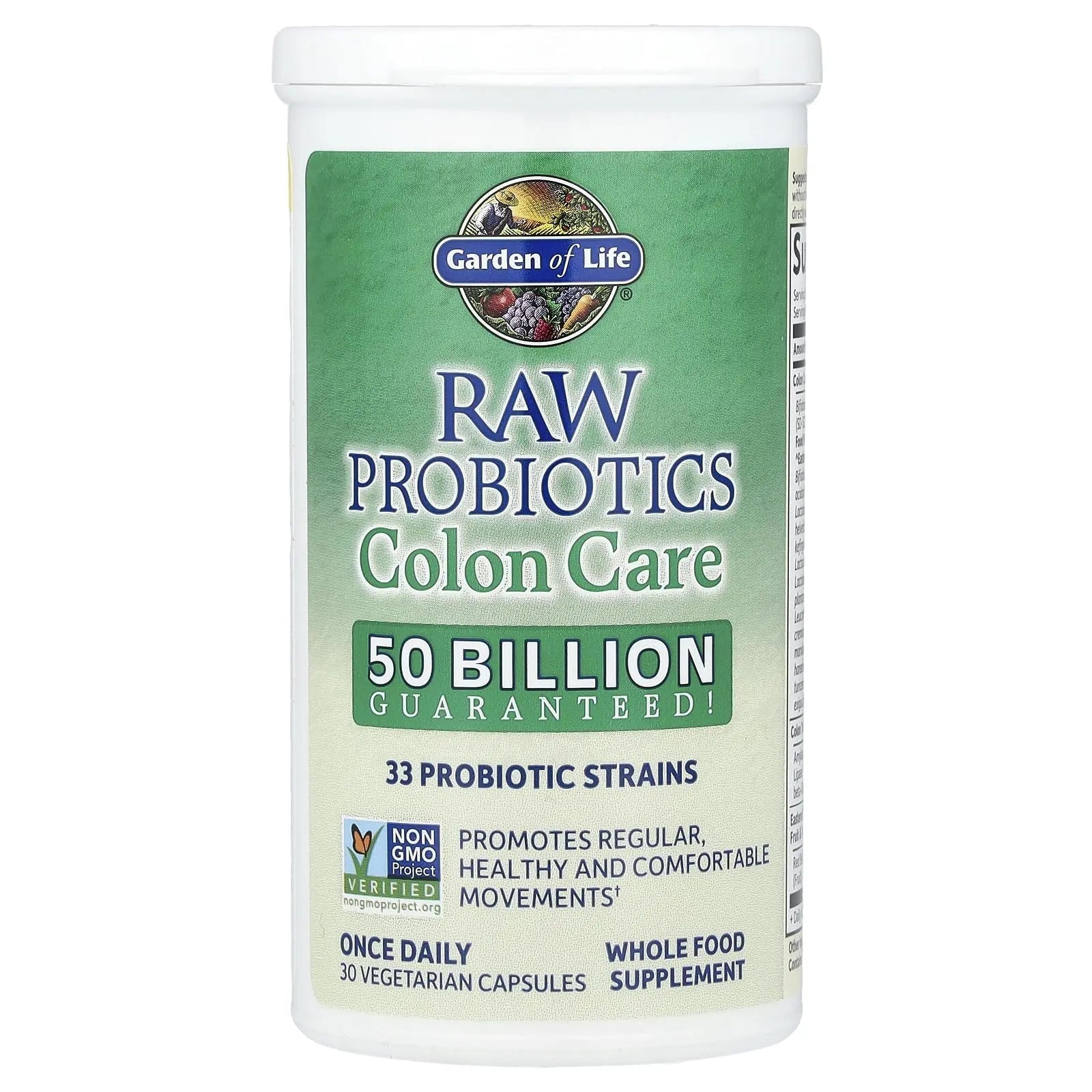 Garden of Life Probiotics for Women and Men - Raw Probiotics Colon Care 50 Billion CFU and Enzymes, Shelf Stable Once Daily Acidophilus Probiotic for Regularity and Immune Health Support, 30 Capsules - Maple Wellness Supplements