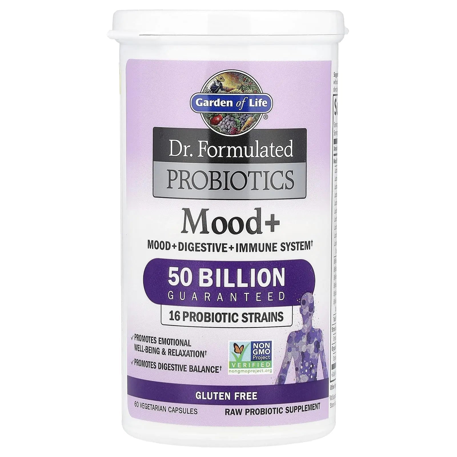 Garden of Life Probiotics Mood+ Dr Formulated Acidophilus Probiotic Supplement - Promotes Emotional Well-Being, Relaxation and Digestive Balance - Ashwagandha for Stress Management, 60 Veggie Caps - Maple Wellness Supplements