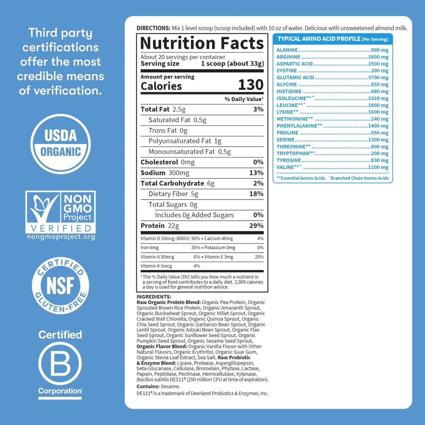 Garden Of Life Protein Powder, Vegan Protein Powder, Bcaa, Probiotics & Digestive Enzymes, Gluten & Lactose Free, Vanilla, 23.28 Ounce - Maple Wellness Supplements