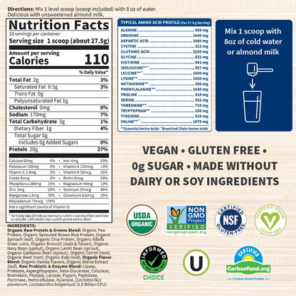 Garden of Life Raw Organic Protein & Greens Vanilla - Vegan Protein Powder - Maple Wellness Supplements