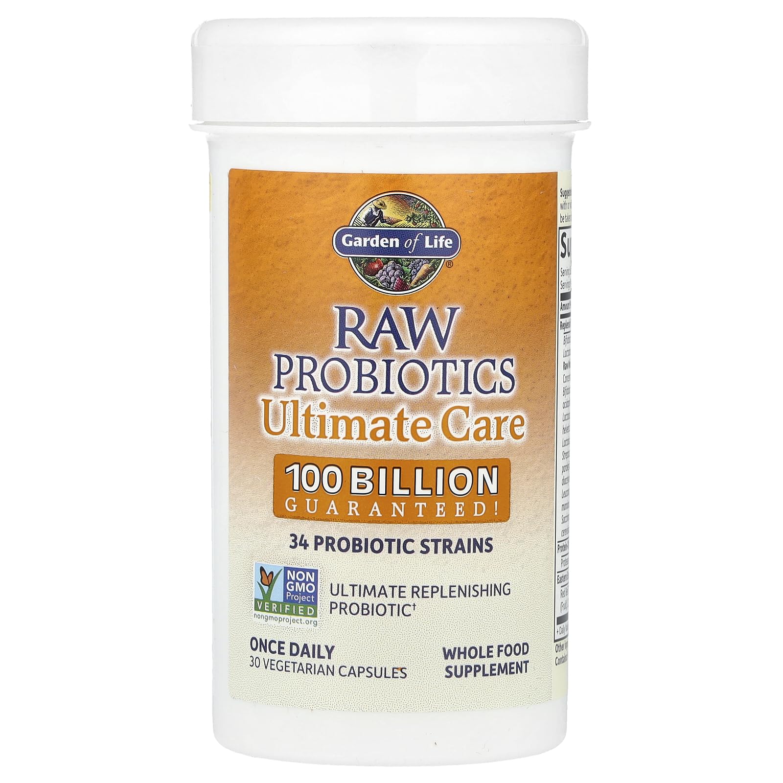 Garden of Life Raw Probiotics for Women and Men with Digestive Enzymes, 100 Billion CFU, Clinically Studied Strains, Shelf Stable, 30 Capsules - Maple Wellness Supplements