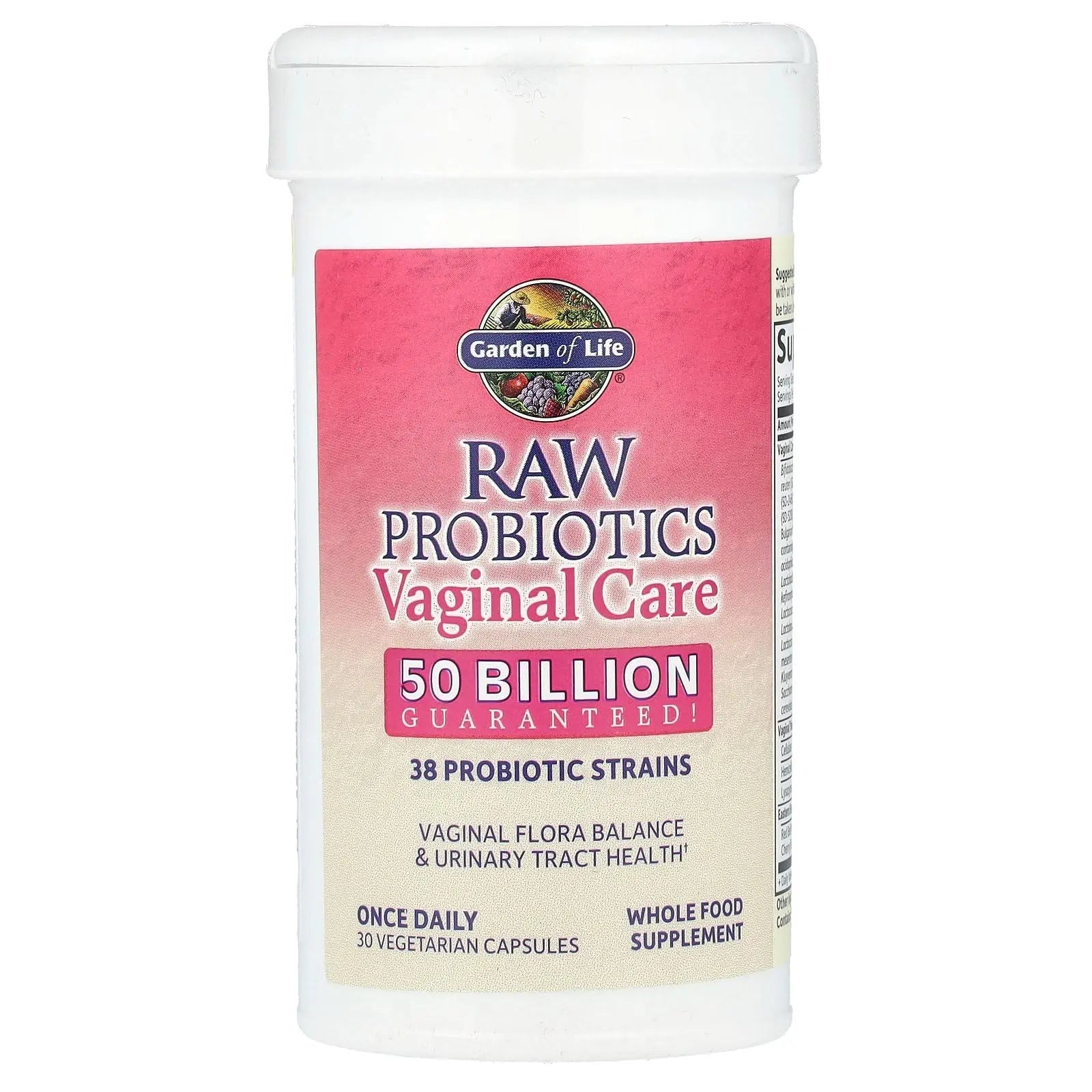 Garden of Life Raw Probiotics Vaginal Care - 50 Billion CFU - 38 Probiotic Strains - Supports Vaginal & Urinary Tract Health - Shelf Stable - 30 Vegetarian Capsules - Maple Wellness Supplements