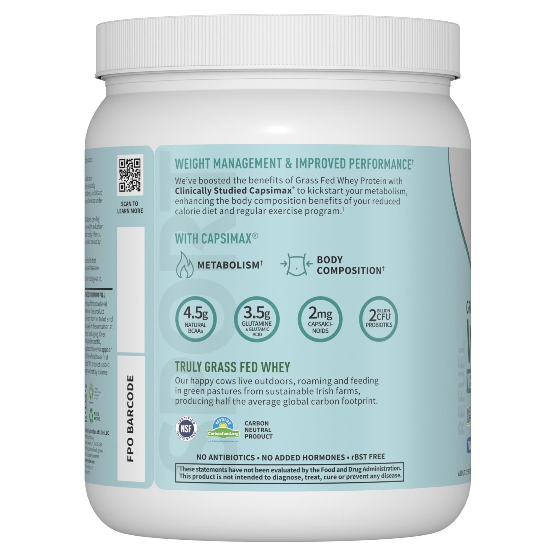 Garden of Life Sport Whey Plus Weight Management with Amino Energy - 20g of Grass - Maple Wellness Supplements