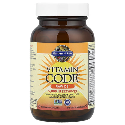 Garden of Life Vitamin D3 5000 IU, Raw Whole Food Supplements with Chlorella, Fruit, Veggies & Probiotics for Bone & Immune Health - Maple Wellness Supplements