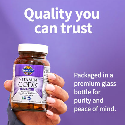 Garden of Life Zinc Supplements 30mg High Potency Raw Zinc and Vitamin C Multimineral Supplement, Vitamin Code Vitamins Trace Minerals & Probiotics - Maple Wellness Supplements