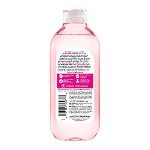 Garnier Micellar Water with Rose Water and Glycerin, Hydrating Facial Cleanser & Makeup Remover, For All Skin Types - Maple Wellness Supplements