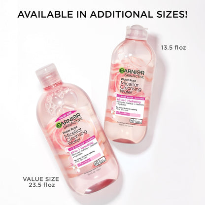 Garnier Micellar Water with Rose Water and Glycerin, Hydrating Facial Cleanser & Makeup Remover, For All Skin Types - Maple Wellness Supplements
