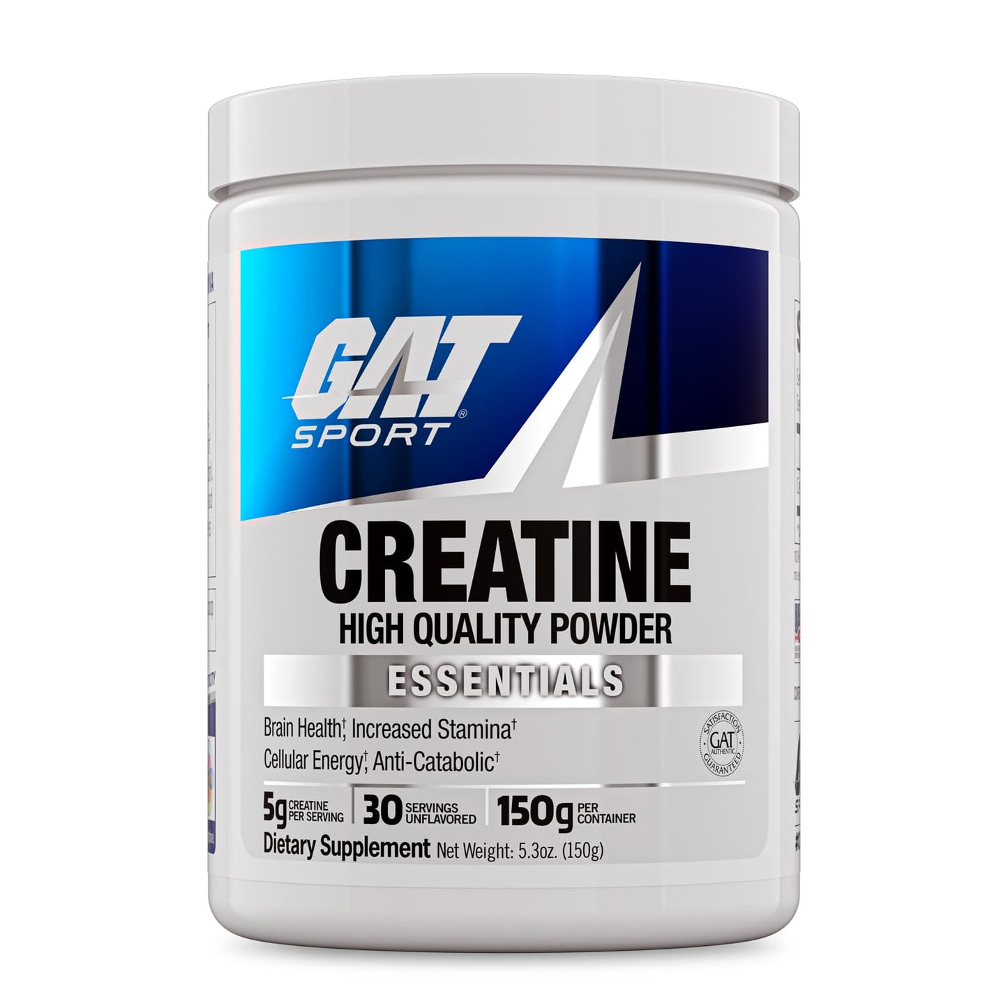 GAT SPORT Creatine Monohydrate Powder, 150 Grams, Strength, Brain Health, GLP1 Support Anti-oxidant, Endurance, for Men & Women, 1 Month Supply, Unflavored (30 Servings) - Maple Wellness Supplements