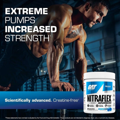 GAT SPORT Nitraflex Advanced Pre-Workout Powder, Increases Blood Flow, Boosts Strength and Energy, Improves Exercise Performance, Men & Women (Fruit Punch, 30 Servings) - Maple Wellness Supplements