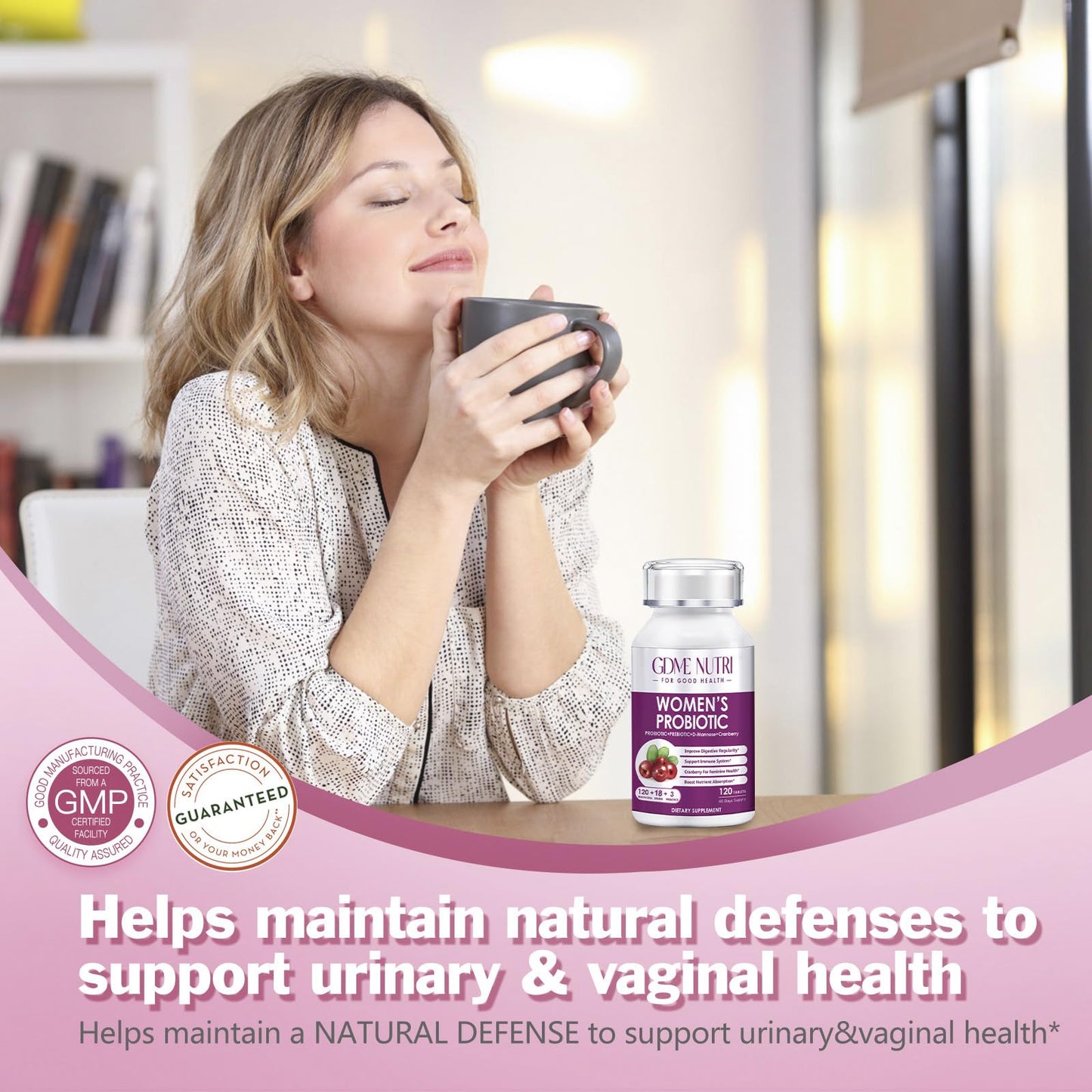 GDMENUTRI Women's Probiotics, 120 Tablets 120 Billion CFU 18 Strains, Contains Organic Prebiotic Cranberry, Probiotic Supplement for Digestion, - Maple Wellness Supplements