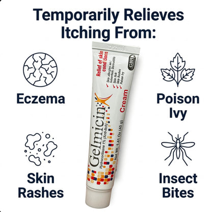 Gelmicin Cream 40g Skin Allergies, Skin Itch, Skin Rashes, Poison Ivy Relief- Contains 1.41 oz - Maple Wellness Supplements