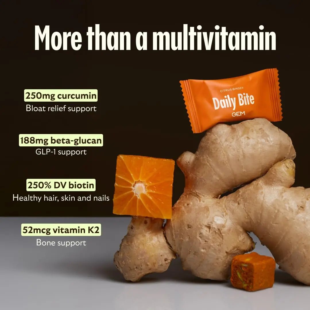 GEM Daily Bite for Women & Men, with 20+ Vitamins, Minerals & Superfoods Like Zinc, Vitamin D, B-Complex, K, Turmeric, Fiber & Prebiotics - Maple Wellness Supplements