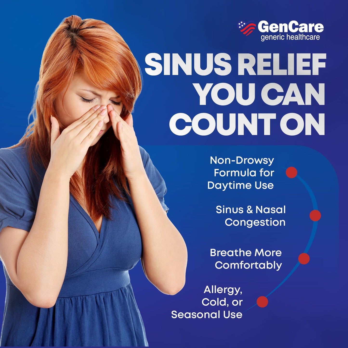 GenCare Nasal Decongestant PE – Phenylephrine HCl 10mg Tablets (Bulk 300 Count) Non-Drowsy Sinus Pressure Relief & Nasal Congestion Relief, Stuffy Nose Decongestants for Adults – Compare to Sudafed PE - Maple Wellness Supplements