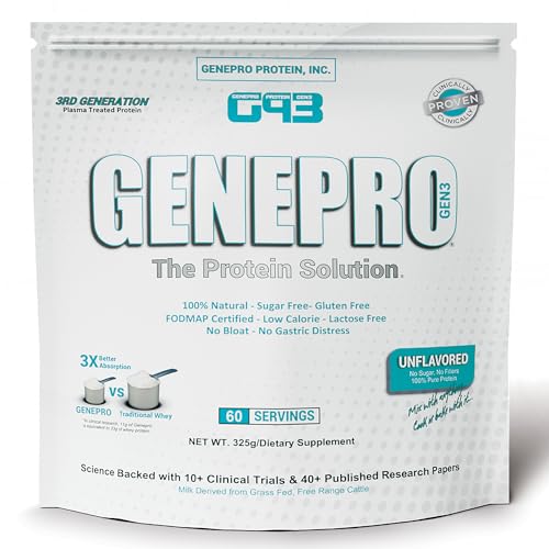 Genepro Unflavored Protein Powder - New Formula - Lactose-Free, Gluten-Free - Maple Wellness Supplements