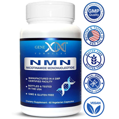 Genex Formulas NMN 250mg - Stabilized Form (60 Capsules), 99% Pure Supplement Capsules for Increased NAD Levels, DNA Repair - Maple Wellness Supplements