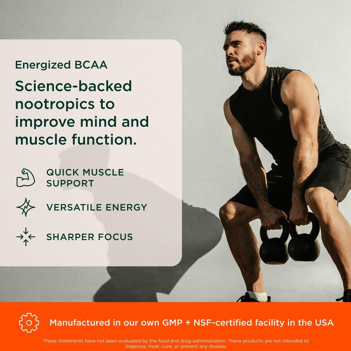 Genius BCAA Powder - 5g Vegan BCAAs L-Glutamine, Cognizin & Rhodiola Muscle Recovery Energy Support 100mg Caffeine Pre, Intra, Post-Workout Nootropic Supplement for Focus & Performance - Orange - Maple Wellness Supplements