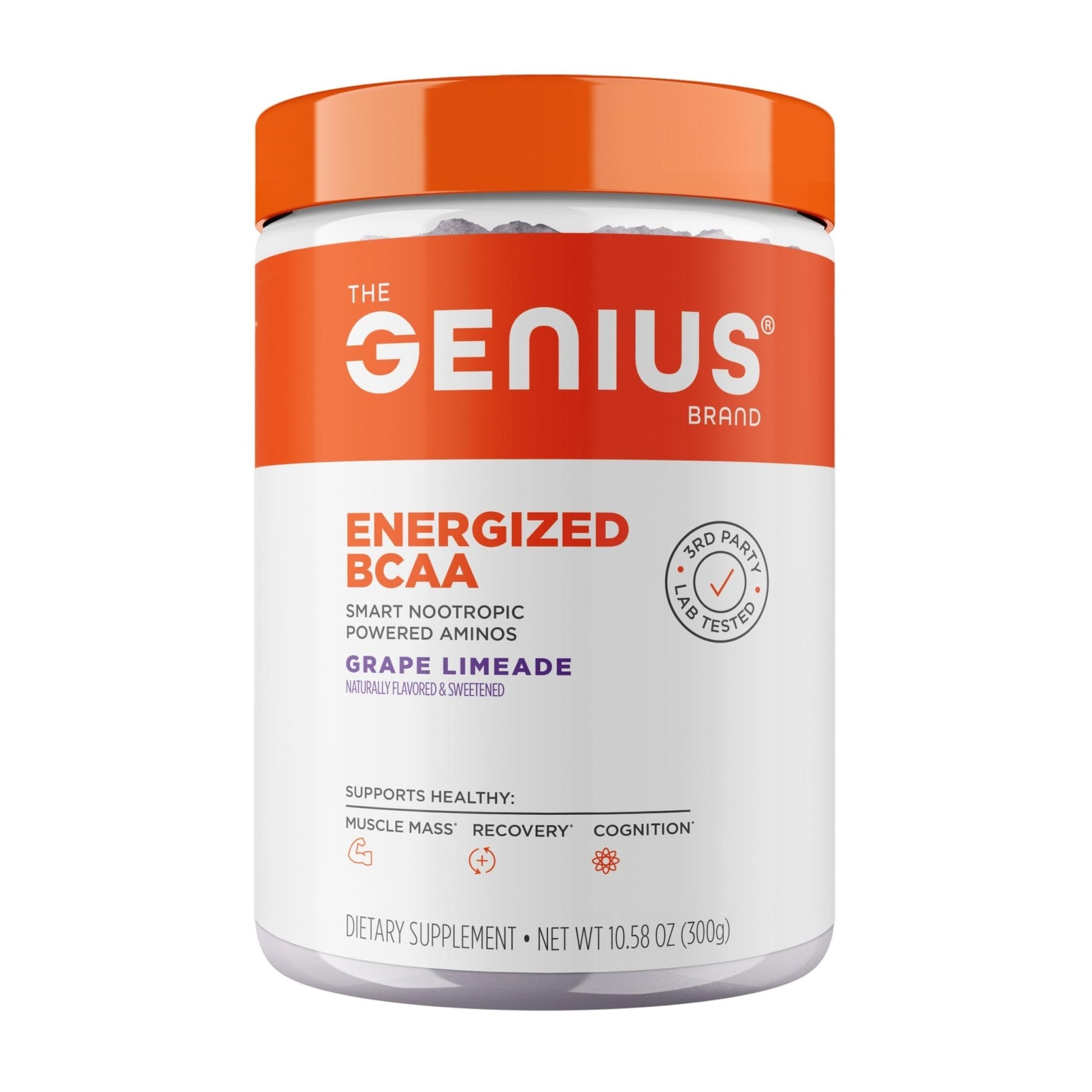 Genius BCAA Powder - 5g Vegan BCAAs L-Glutamine, Cognizin & Rhodiola Muscle Recovery Energy Support 100mg Caffeine Pre, Intra, Post-Workout Nootropic Supplement for Focus & Performance - Grape Limeade - Maple Wellness Supplements