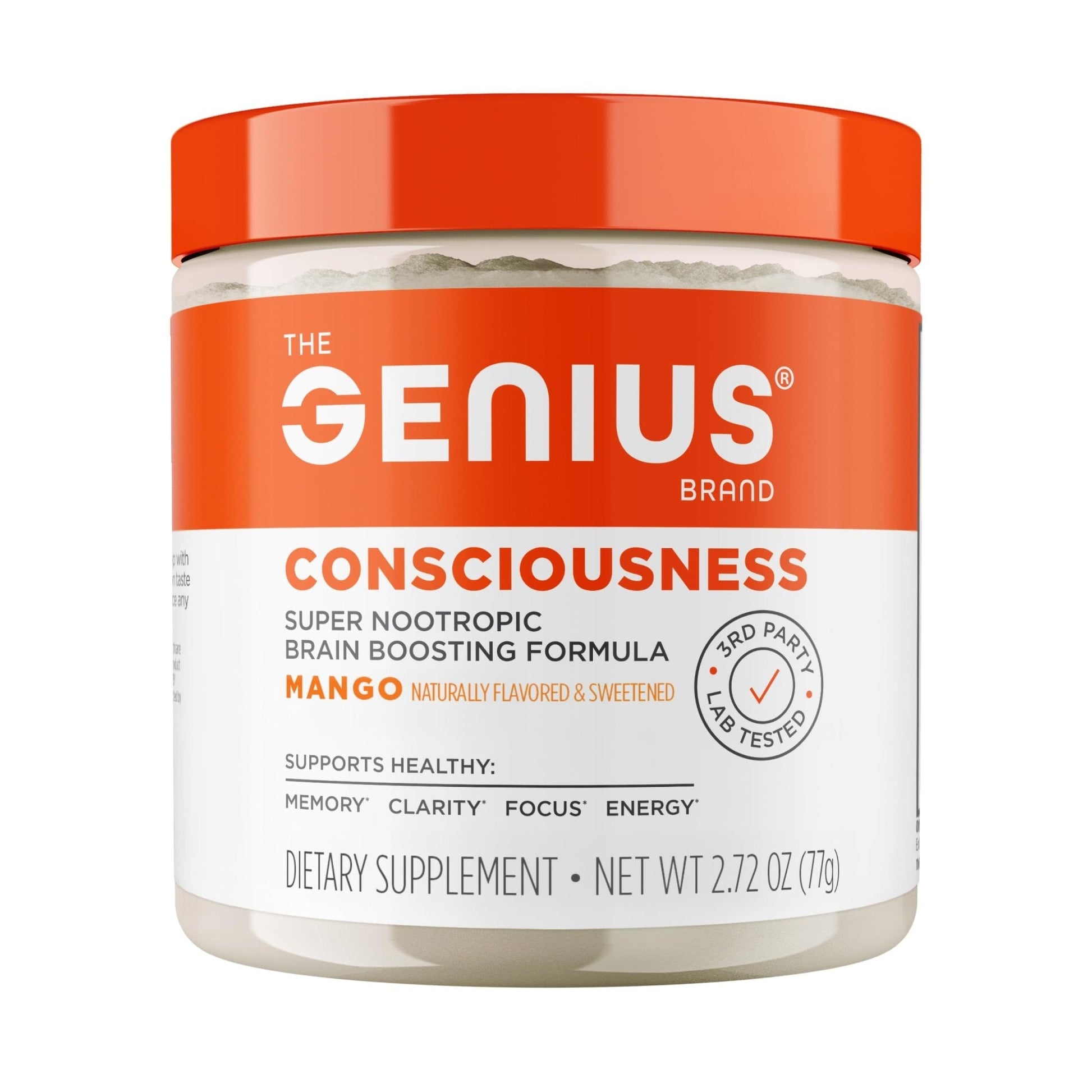 Genius Consciousness, Super Nootropic Brain Supplement Powder, Mango - Boost Focus, Cognitive Function, Concentration & Memory Booster - Alpha GPC & Lions Mane Mushroom for Neuro Energy & IQ - Maple Wellness Supplements