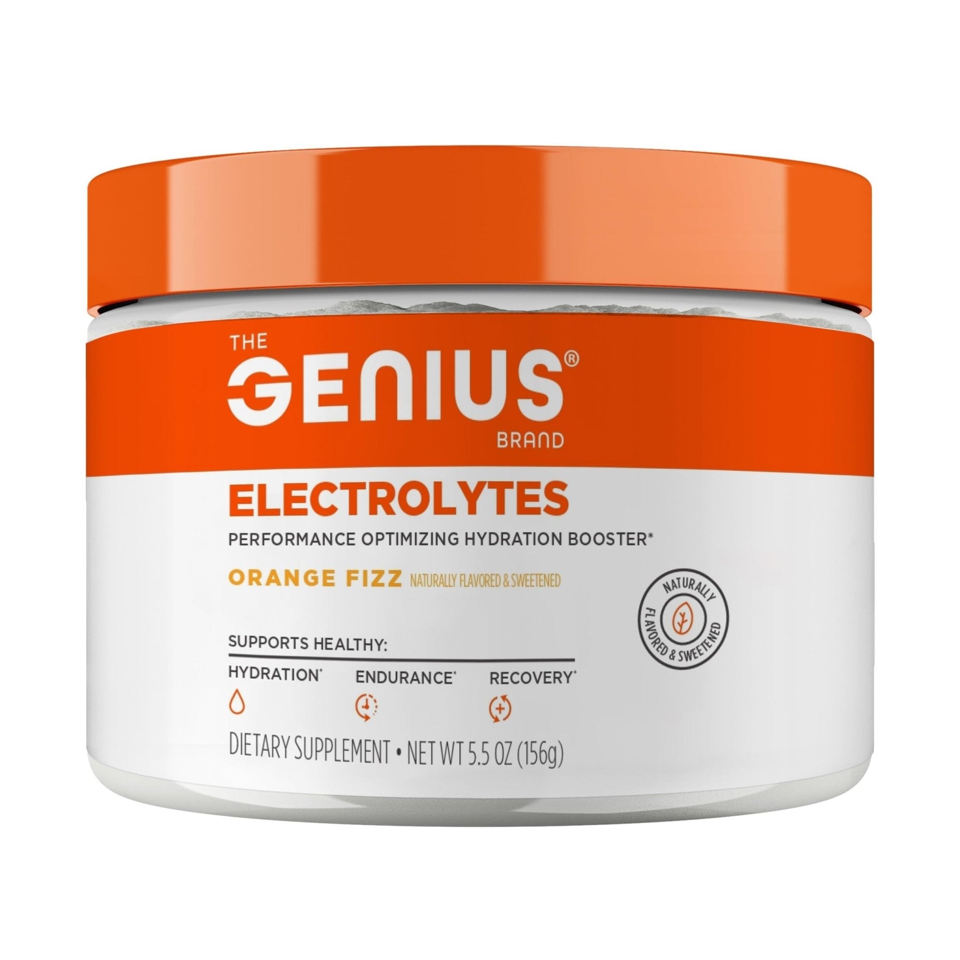Genius Electrolytes Powder Drink Mix, Orange Fizz, 30 Servings - Natural Hydration Booster & Endurance Supplement with Potassium, Magnesium & Zinc - Sugar Free & No Artificial Sweeteners or Dyes - Maple Wellness Supplements