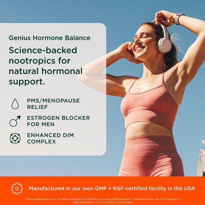 Genius Estrogen Balance, Dim Supplement - Blocker for Men & Women - Hormones, Hormonal Acne & Menopause - Aromatase Inhibitor with Grape Seed Extract & BioPerine - 30 Capsules - Maple Wellness Supplements