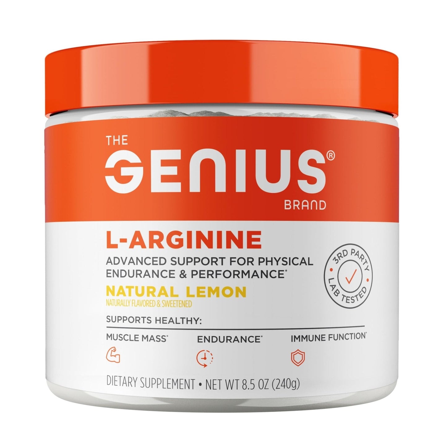 Genius L-Arginine Nitric Oxide Powder - Fermented L- Arginine Nutritional Supplements & Nitric Oxide Booster - Pre Workout, Natural Muscle Builder - 30 Servings, Lemon - Maple Wellness Supplements