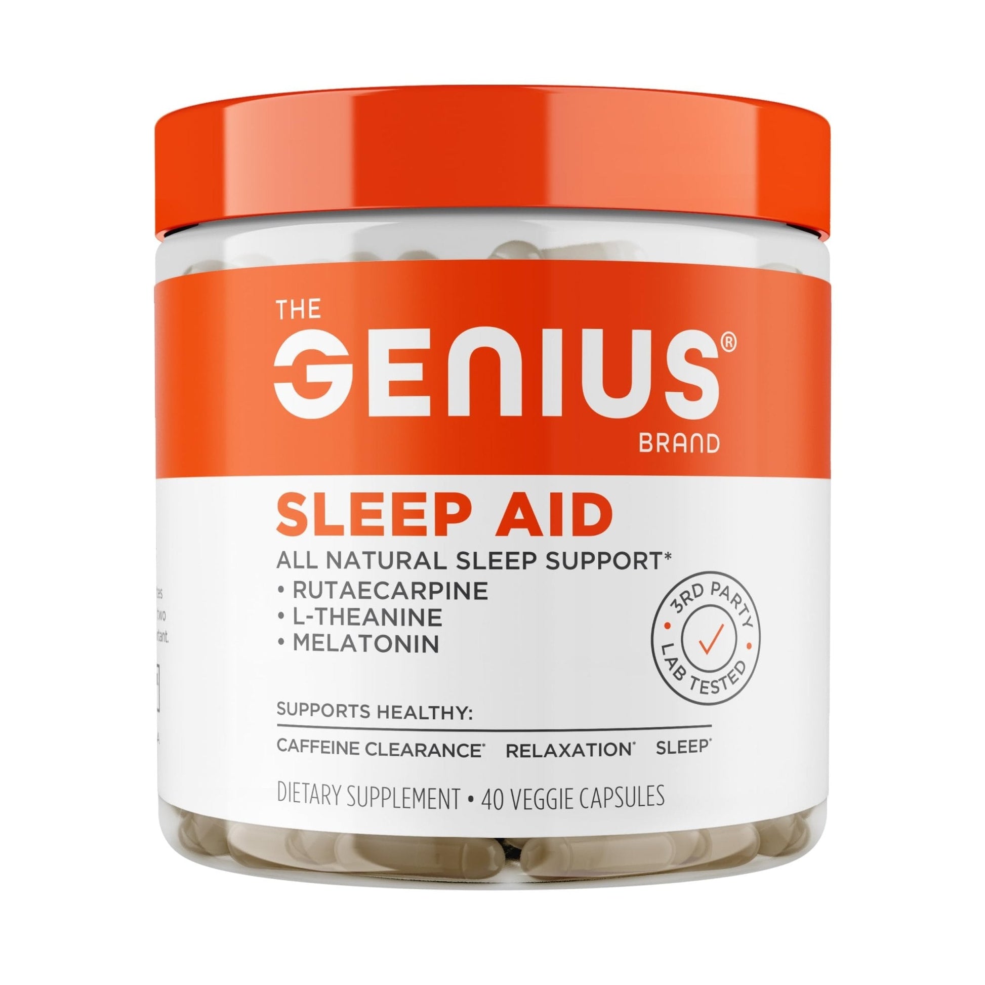 Genius Sleep AID - Smart Sleeping Pills Supplement - Relaxation Enhancer and Mood Support w/Inositol, L-Theanine & Glycine - 40 Capsules - Maple Wellness Supplements