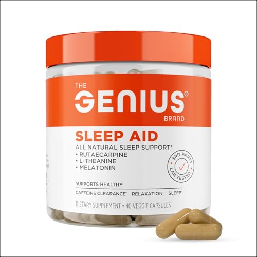 Genius Sleep AID - Smart Sleeping Pills Supplement - Relaxation Enhancer and Mood Support w/Inositol, L-Theanine & Glycine - 40 Capsules - Maple Wellness Supplements