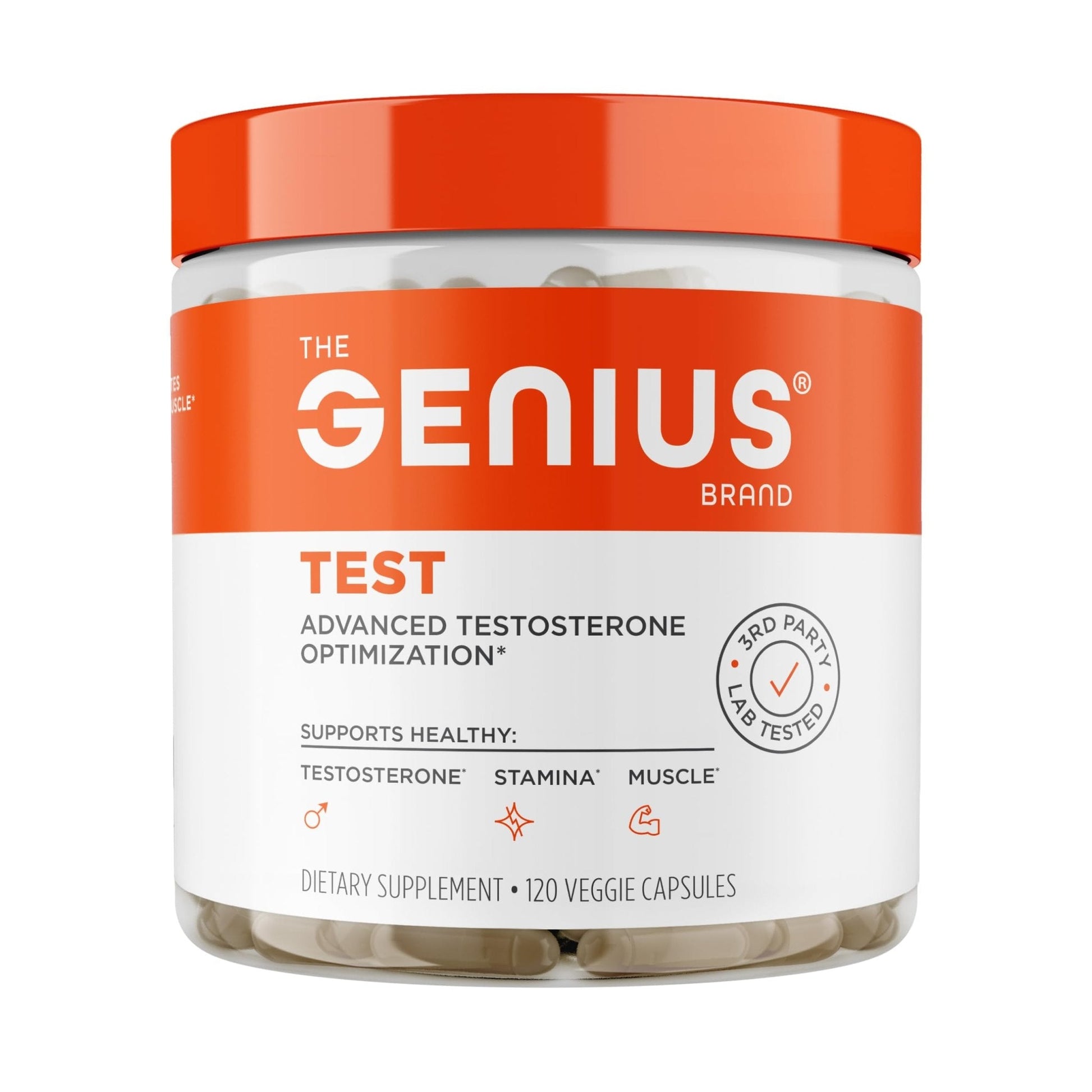 Genius Test, Advanced Testosterone Booster for Men - Natural Stamina, Endurance, Energy & Strength Enhancing Supplement - Lean Muscle Builder, Brain & Libido Support Male Supplements, 120 Veggie Pills - Maple Wellness Supplements