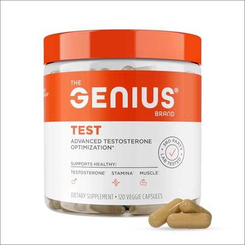 Genius Test, Advanced Testosterone Booster for Men - Natural Stamina, Endurance, Energy & Strength Enhancing Supplement - Lean Muscle Builder, Brain & Libido Support Male Supplements, 120 Veggie Pills - Maple Wellness Supplements
