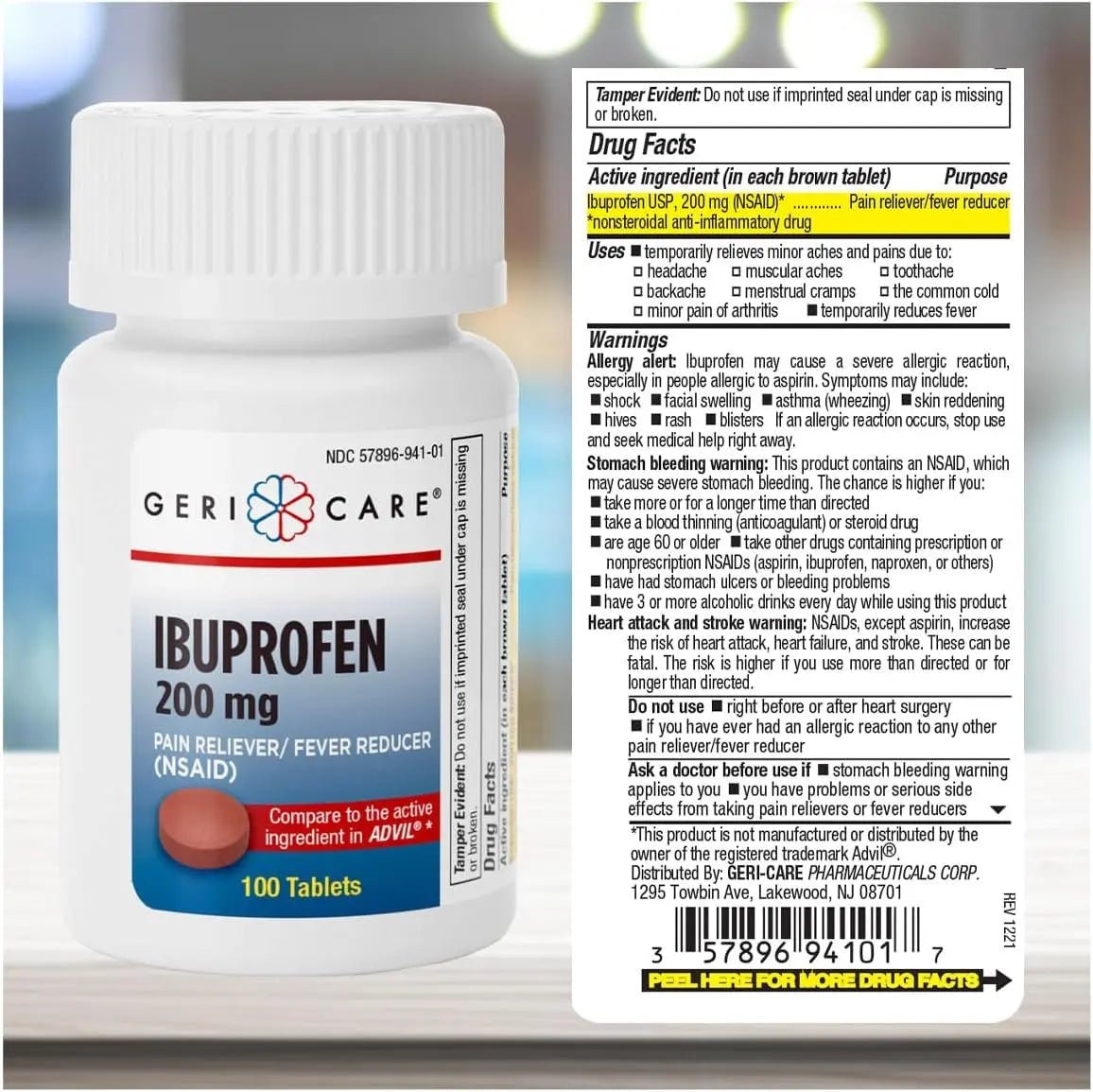Geri Care IBUPROFEN Pain Relief Tablets (100 Count) - Maple Wellness Supplements
