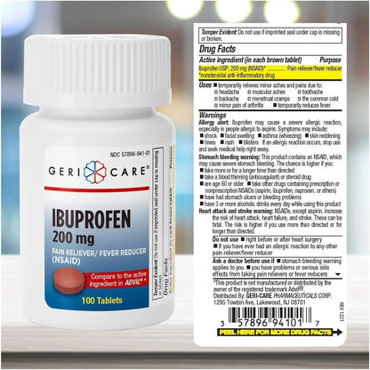 Geri Care IBUPROFEN Pain Relief Tablets (100 Count) - Maple Wellness Supplements