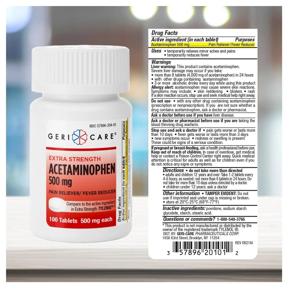 GeriCare Extra Strength Acetaminophen Pain Relief Fever Reducer Tablets, Strength 500mg Tablet | Joint, Muscle, Arthritis, Back Pain, Body Pain Relief, 100 Count (Pack of 2) - Maple Wellness Supplements