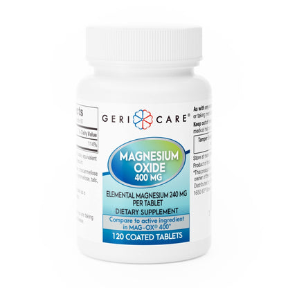 GeriCare Magnesium Oxide Supplement 240 mg of Elemental Magnesium, 120 Tablets, Essential Mineral Support, Promotes Vascular Health, Bone Strength, and Muscle Function (Pack of 1) - Maple Wellness Supplements