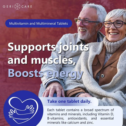 GeriCare Senior Tab 50+ Multivitamin and Minerals Tablets - Immune Support - Age-Defying Nutrition, 100 Count (Pack of 2) - Maple Wellness Supplements