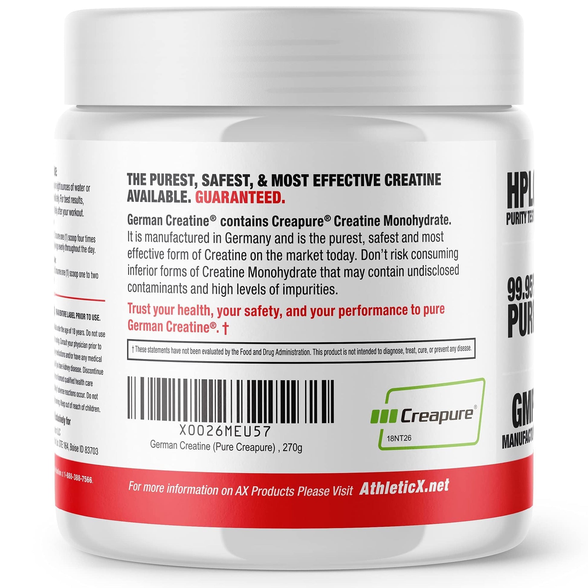 German Creatine - Micronized Creatine Monohydrate Powder, 99.99% Pure Creapure for Muscle Growth, Strength & Performance, Supports Muscle Recovery, 3rd Party Tested - Maple Wellness Supplements
