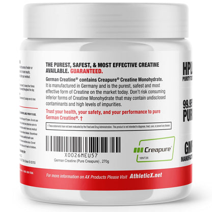 German Creatine - Micronized Creatine Monohydrate Powder, 99.99% Pure Creapure for Muscle Growth, Strength & Performance, Supports Muscle Recovery, 3rd Party Tested, Unflavored - 270g (54 Servings) - Maple Wellness Supplements
