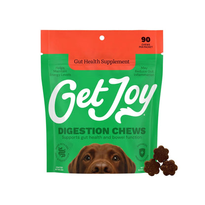 Get Joy Digestion Chews, Gut Health Supplement for Dogs, Vet Recommended Soft Daily Digestive Health & Immune Support with Prebiotics, Probiotics & Postbiotics, Made in USA, 90 Count - Maple Wellness Supplements