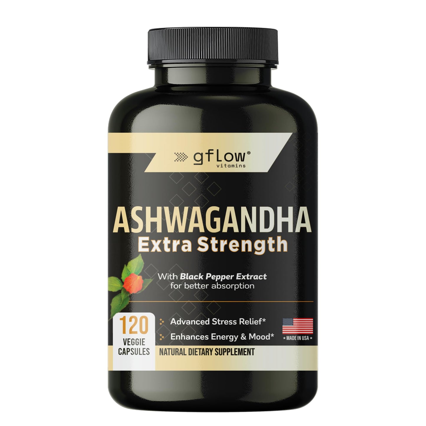 gflow vitamins Ashwagandha Supplements for Women and Men | Sleep, Mood and Energy Support | Extra Strength - Maple Wellness Supplements
