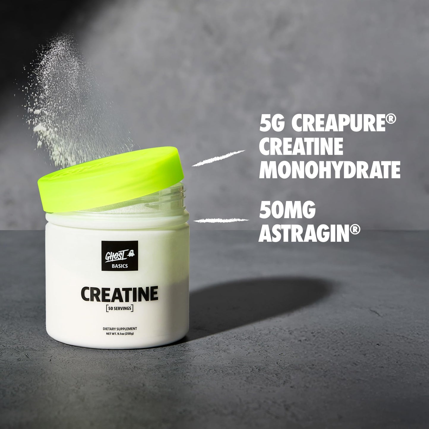 GHOST Basics Creatine Monohydrate Powder for Men & Women – 5G Creapure Creatine Workout Supplement for Muscle Gain – Vegan, Soy Free & Gluten Free - 50 Servings - Maple Wellness Supplements