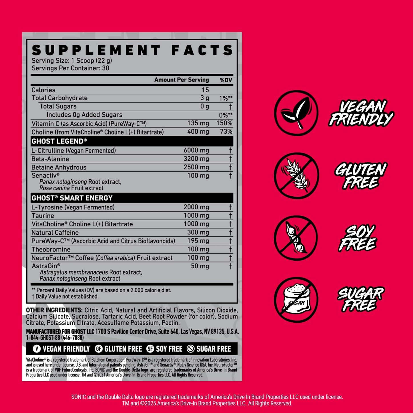 GHOST Legend Pre Workout Powder, Sonic Cherry Limeade - 30 Servings – Pre-Workout for Men & Women with Choline, L-Citrulline, - Maple Wellness Supplements