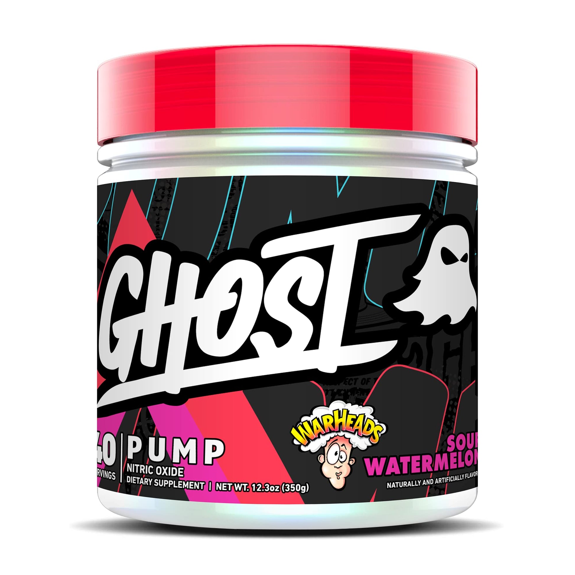 GHOST Pump Nitric Oxide Powder, Warheads Sour Watermelon - 40 Servings - Sugar & Stim-Free Pre-Workout Supplements- L-Citrulline, Arginine Nitrate & L-Glutathione - Soy & Gluten-Free, Vegan - Maple Wellness Supplements