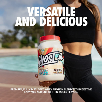 GHOST Whey Protein Powder, Coffee Ice Cream - 2LB Tub, 25G of Protein - Flavored Isolate - Maple Wellness Supplements