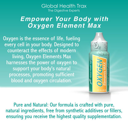 GHT Oxygen Elements Max Liquid Oxygen Drops in 1 Ounce Bottle, Portable Supplement - Bolster Endurance and Stamina, Cleanse Cells (3 Pack) - Maple Wellness Supplements