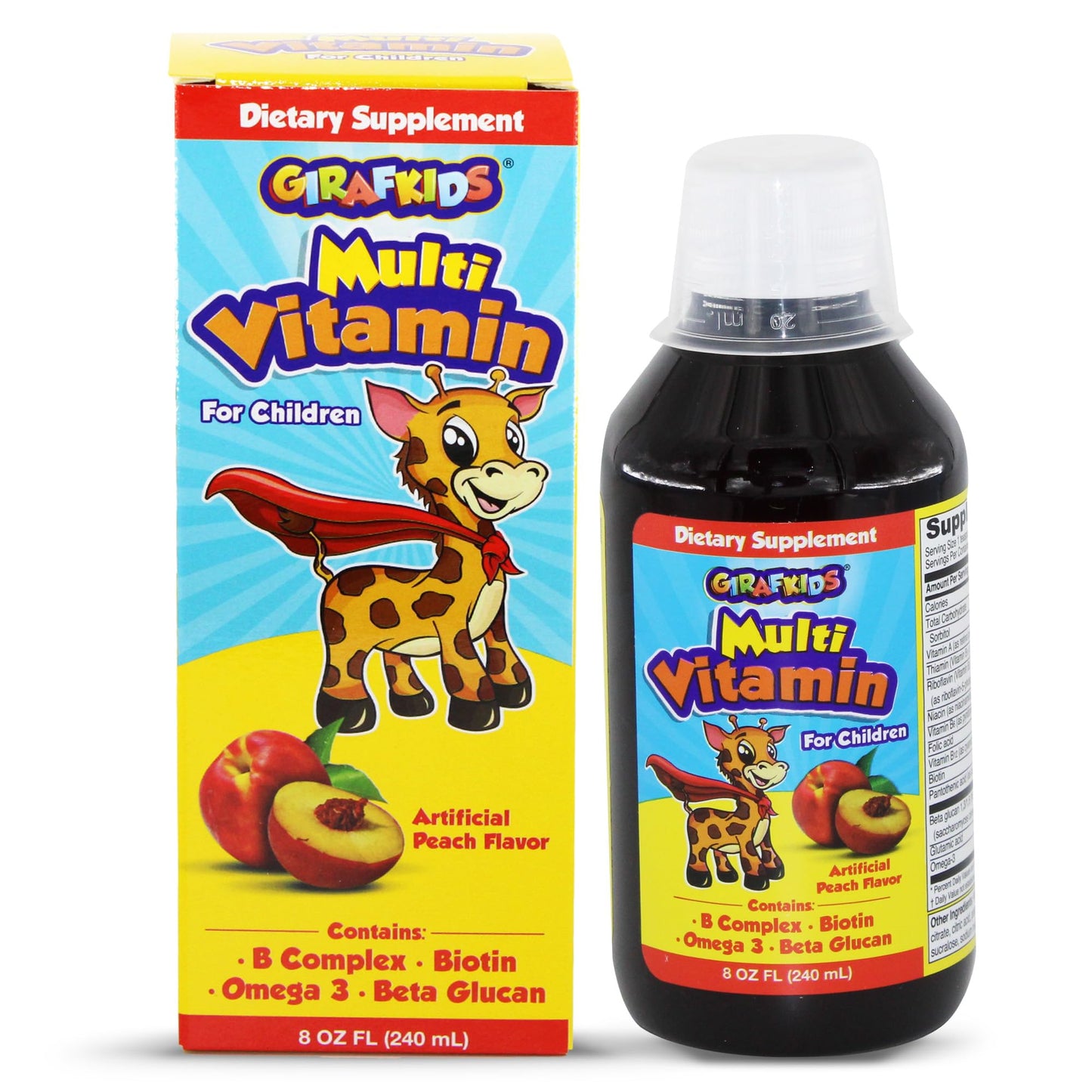 GirafKids Multivitamin Syrup + Super Vitamins Liquid Bundle for Kids Ages 4+ | Omega-3, Beta Glucan, Royal Jelly & Propolis | - Maple Wellness Supplements