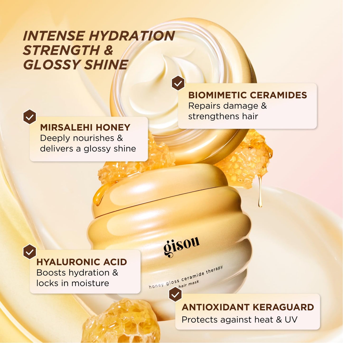 Gisou Honey Gloss Hair Therapy Trio - Mini Shampoo, Hair Mask and Conditioner for smoother, stronger and glossier hair - Maple Wellness Supplements