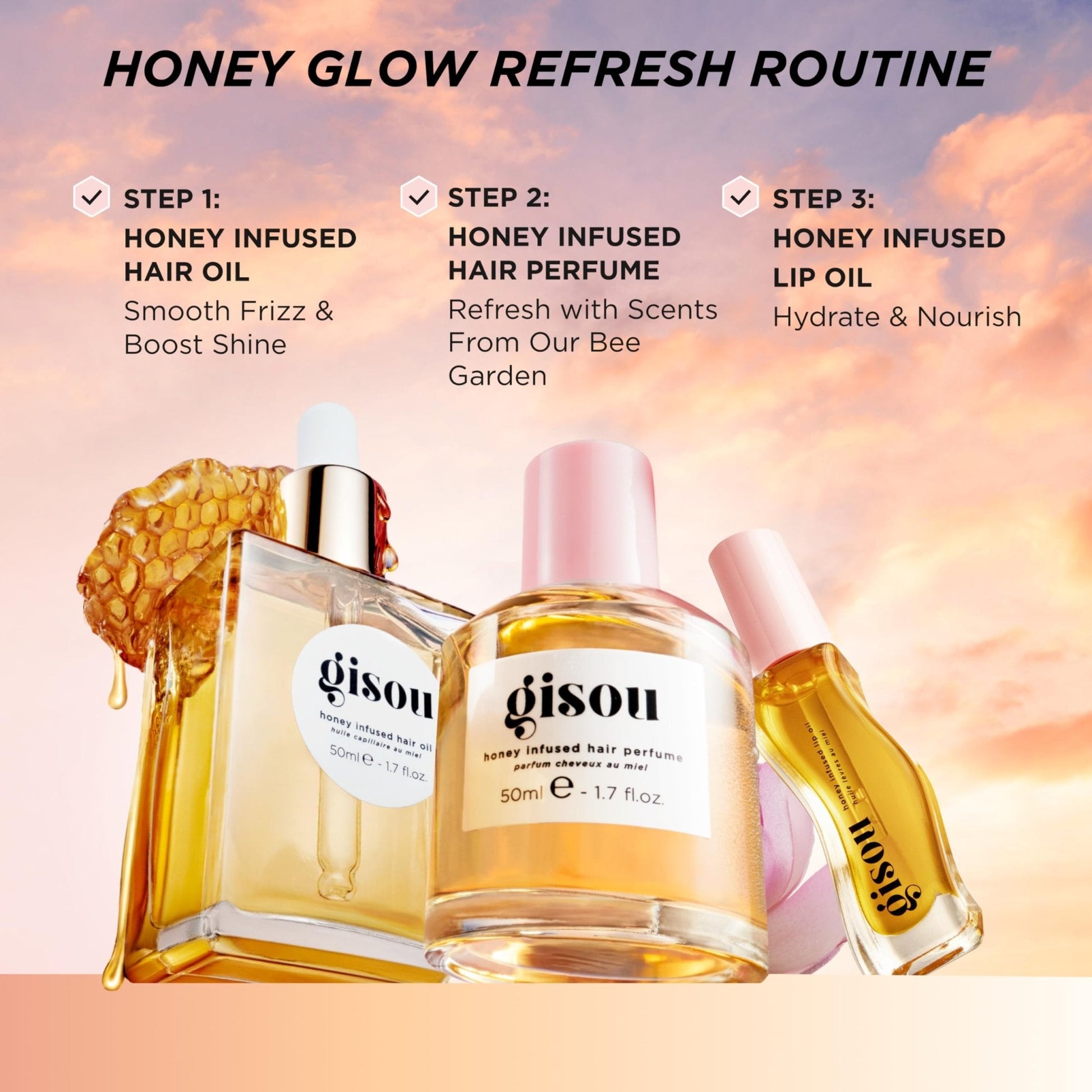Gisou Honey Infused Hydrating Lip Oil, Nourishing Lip Moisturizer for Dry Lips (Watermelon Sugar) - Maple Wellness Supplements