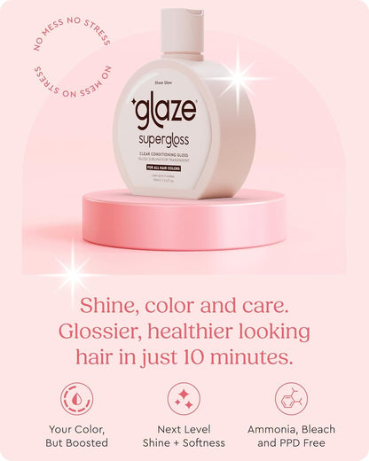 Glaze Supergloss Sheer Glow Clear Hair Gloss Mini – Smooths, Lightweight, Adds Mirror Shine & Improves the look of Damaged Hair – Travel Size 1.7 oz - Maple Wellness Supplements