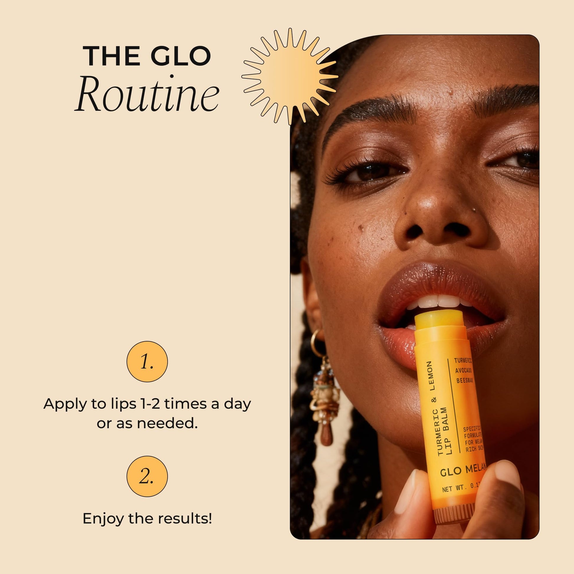 Glo Melanin All Natural Lemon and Turmeric Lip Balm - Natural Lip Balm Illuminate Your Smile - Maple Wellness Supplements